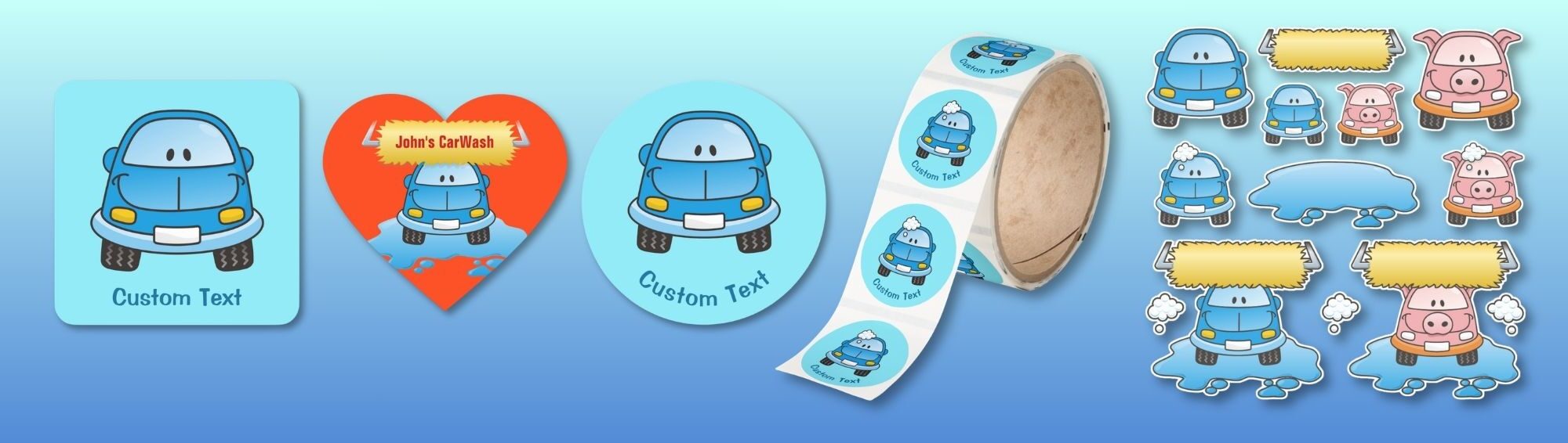 Carwash Blue Stickers