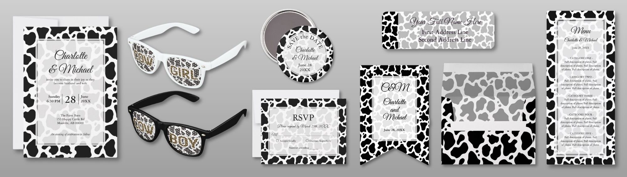 Black and White Cow Pattern Wedding